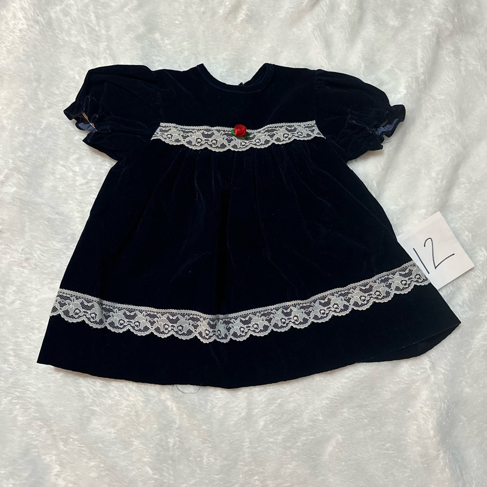 Vintage Velvet Dress with Lace Trim